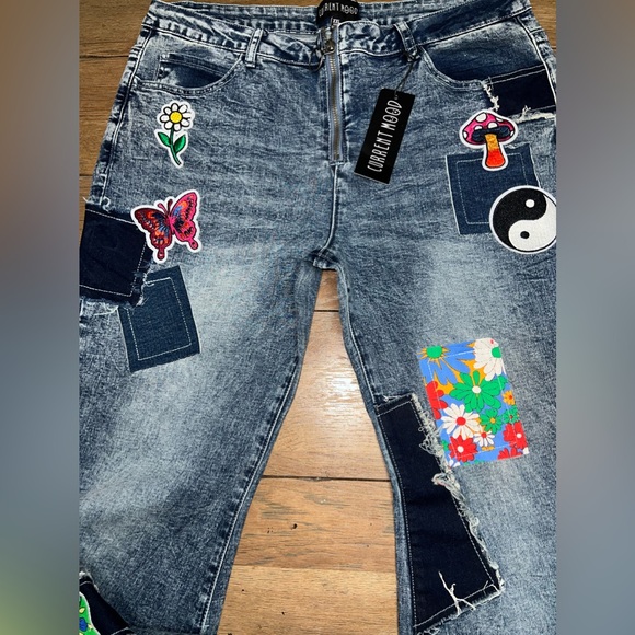 CURRENT MOOD BELL BOTTOM JEANS~ RETRO 1970”S SUPER CUTE RARE SIZE XXL FITS 12/13 - Picture 1 of 7